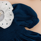 Joséphine, Smocked Dress, in Navy Velvet