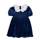 Joséphine, Smocked Dress, in Navy Velvet