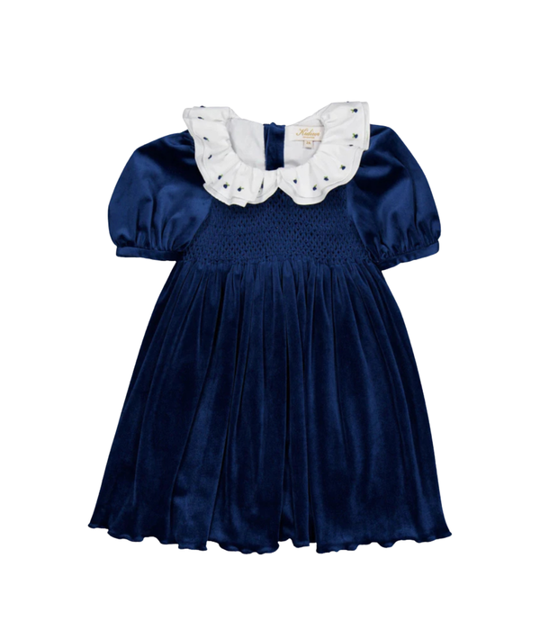Joséphine, Smocked Dress, in Navy Velvet