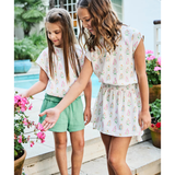 Josie Dress - White Floral Block Print