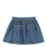 Jupe Poche Fleurs Denim Raye - Denim Raye
