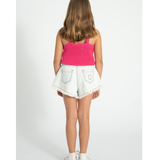 Knitted Top W/ Straps - Pink W/ Cherry Print