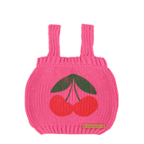 Knitted Top W/ Straps - Pink W/ Cherry Print