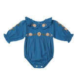 Belle Romper - Azure With Embroidery