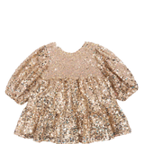 Lila Sequins Bow Dress - Gold Glitter