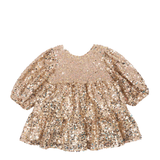 Lila Sequins Bow Dress - Gold Glitter