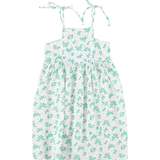 Long Dress - Ecru W/ Green Flowers Allover