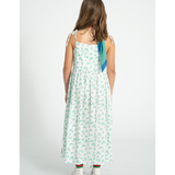 Long Dress - Ecru W/ Green Flowers Allover