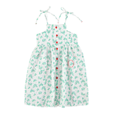 Long Dress - Ecru W/ Green Flowers Allover