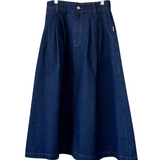 Long Farm Girl Skirt - Raw Denim