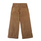 Girl Loreine Wide Leg Corduroy Pants With Rose Details - Brown