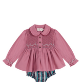 Mariana Rose Smocked Embroidered Blouse and Bloomer Set