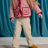 Girl Mavie Waleless Corduroy Cargo Pants - Beige