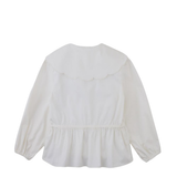 Girl Mercedes Top With Peplum Sleeves - Off White