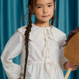 Girl Mercedes Top With Peplum Sleeves - Off White