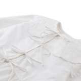 Girl Mercedes Top With Peplum Sleeves - Off White