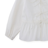 Girl Mercedes Top With Peplum Sleeves - Off White