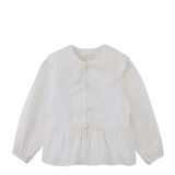 Girl Mercedes Top With Peplum Sleeves - Off White