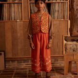 Molly Embroidered Trouser - Poppy