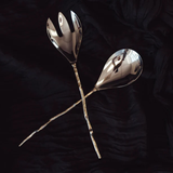 Olive Branch Serving Spoon Set - Brass + Stainless