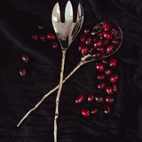 Olive Branch Serving Spoon Set - Brass + Stainless