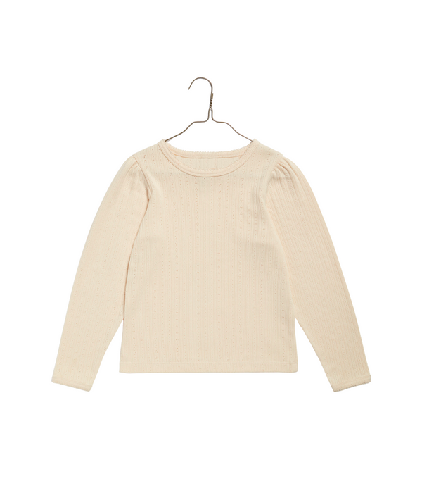 Organic Pointelle T-shirt Buttermilk LS