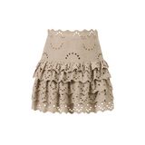 Ottilie Embroidered Mini Skirt - Taupe