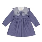 Paola Dress, in Blue Denim Light Herringbone