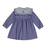 Paola Dress, in Blue Denim Light Herringbone