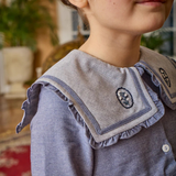 Paola Dress, in Blue Denim Light Herringbone