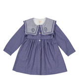 Paola Dress, in Blue Denim Light Herringbone