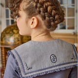 Paola Dress, in Blue Denim Light Herringbone