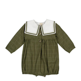 Paulin, Baby Romper, in Kaki Checks