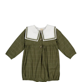 Paulin, Baby Romper, in Kaki Checks