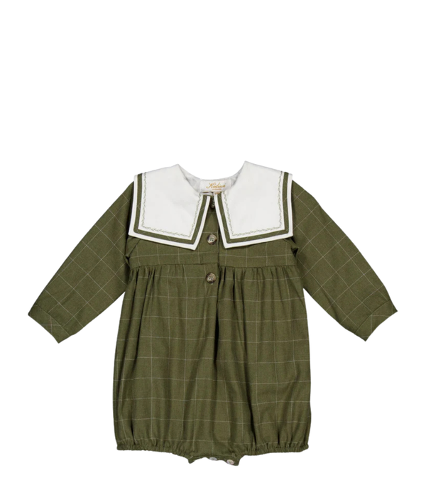 Paulin, Baby Romper, in Kaki Checks