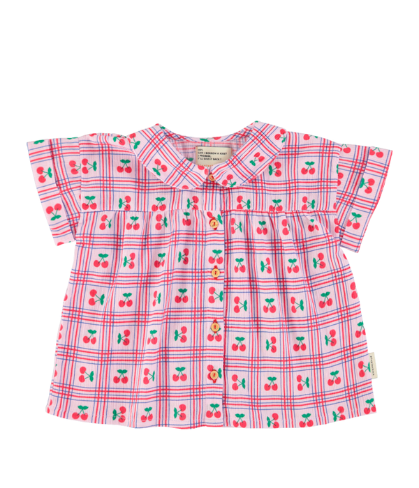 Peter Pan Collar Shirt - Lilac W/ Cherries Allover