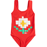 Pixel Daisy Swimsuit - Red