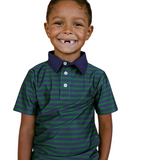 Polo Shirt - Navy/Dark Green Qb Stripe