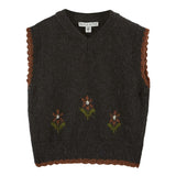 Flower Sleeveless Sweater - Bitume