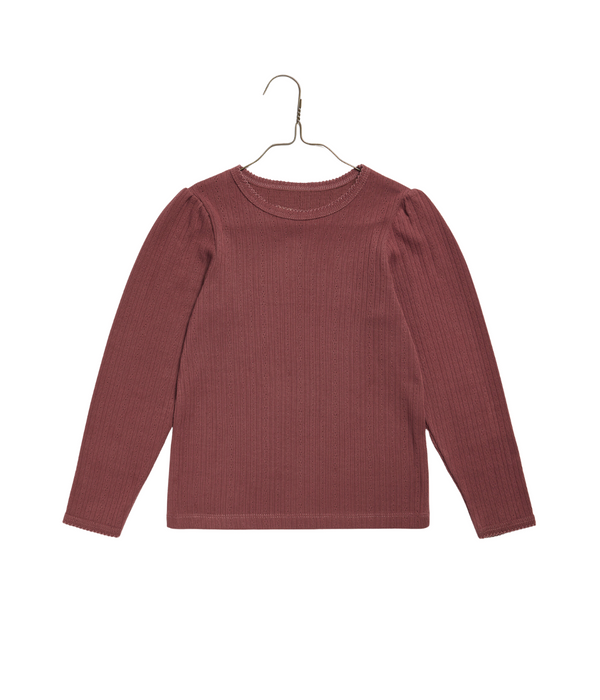 Organic Pointelle T-shirt Redcurrent