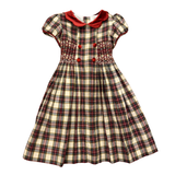 Risette, Smocked Dress, in Red Tartan