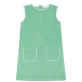 Girls Green French Terry Simple Dress