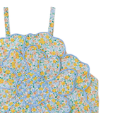 Girl Eloise Halter Top with Large Flower Appliqué & Contrast Stitching - Multicolor