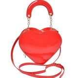 Enamal Heart Shape Crossbody Bag: Red