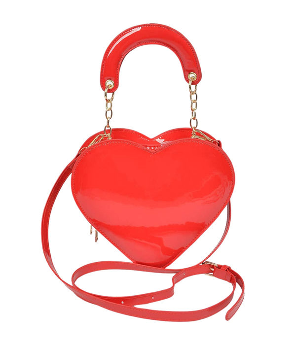 Enamal Heart Shape Crossbody Bag: Red