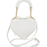 Enamal Heart Shape Crossbody Bag: White