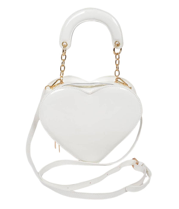 Enamal Heart Shape Crossbody Bag: White
