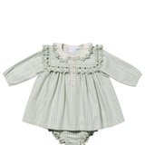 Sara Baby Dress - Sage Chevron Stripe