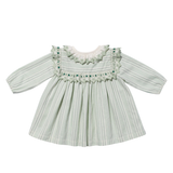Sara Baby Dress - Sage Chevron Stripe
