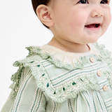 Sara Baby Dress - Sage Chevron Stripe
